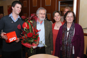 Sven Erhard (Vorsitzender UB Roth), Christian Nürnberger, Martina Baumann (Vorsitzende Nürnberger Land) und Angelika Weikert (MdL)